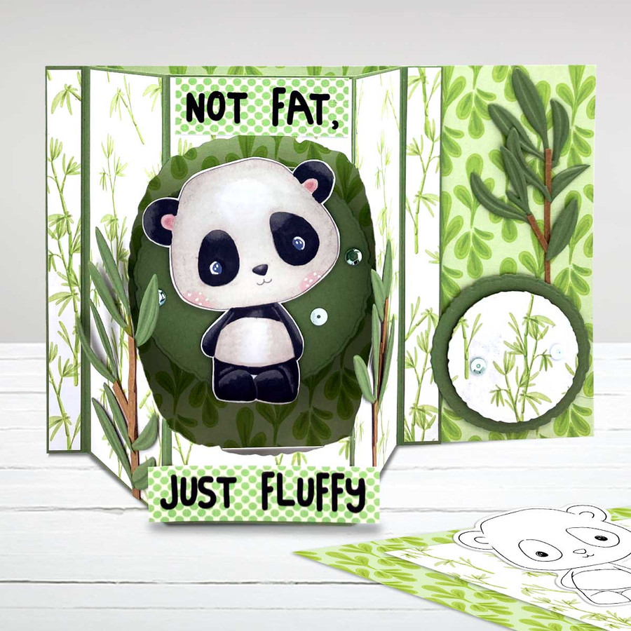 Hello - Noodle Panda Bear Cute printable digital stamp with SVG outlines for card making, crafting, printable planner sticker.