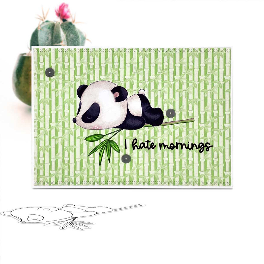 Set 1 - Noodle Panda bear cute printable digi stamp clipart with SVG outlines for card making, crafting, printable planner sticker