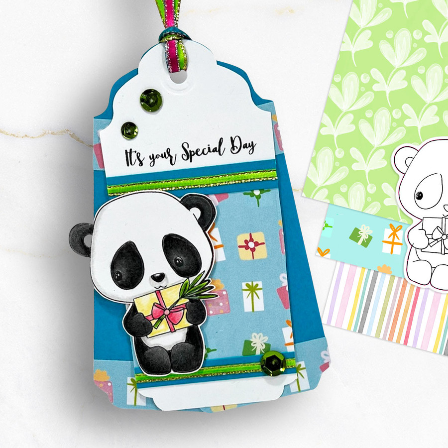 Set 1 - Noodle Panda bear cute printable digi stamp clipart with SVG outlines for card making, crafting, printable planner sticker
