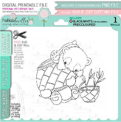 Set 2 - Noodle Panda bear cute printable digi stamp clipart with SVG outlines for card making, crafting, printable planner sticker