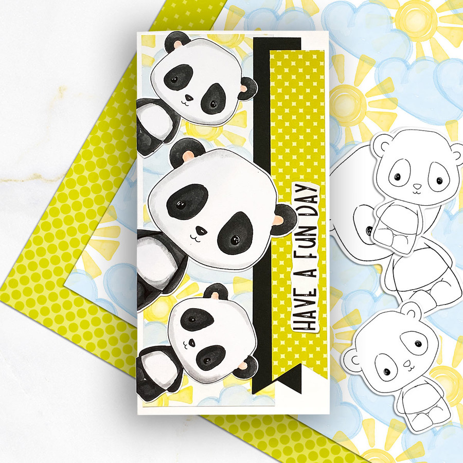 Set 3- Noodle Panda bear cute printable digi stamp clipart with SVG outlines for card making, crafting, printable planner sticker