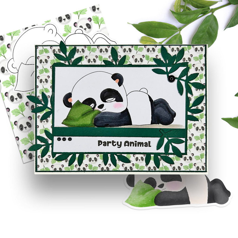 Set 3- Noodle Panda bear cute printable digi stamp clipart with SVG outlines for card making, crafting, printable planner sticker