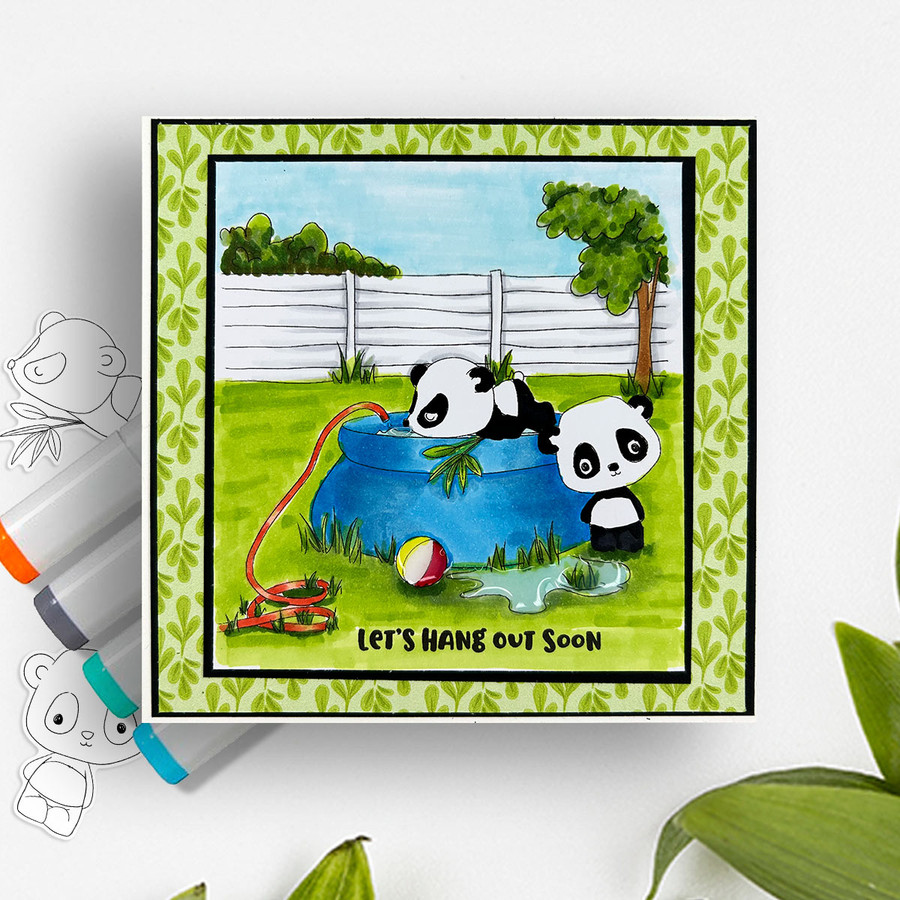 Set 3- Noodle Panda bear cute printable digi stamp clipart with SVG outlines for card making, crafting, printable planner sticker