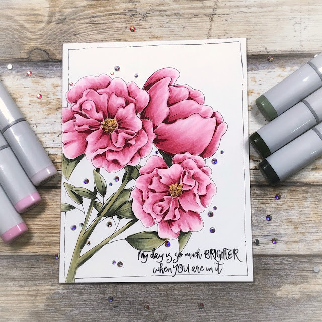 DLPD9345 Perfect Peony -  printable craft digital stamp download, SVG, papers, greeting