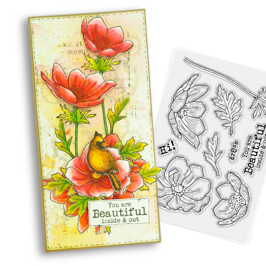 Beautiful Anemone Colour & Create craft card making Stencil