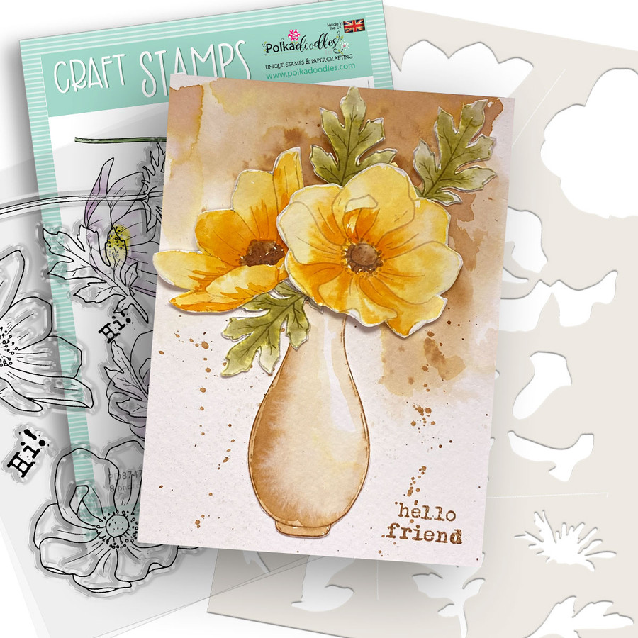 Beautiful Anemone Colour & Create craft card making Stencil