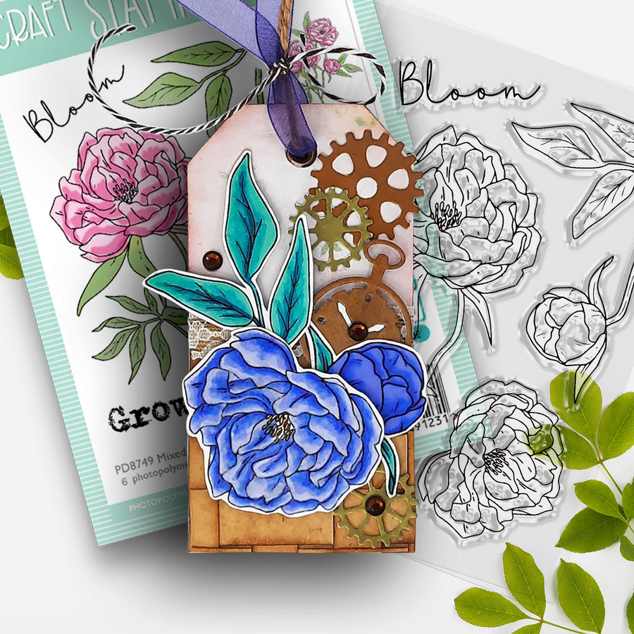 Peony Bloom and Grow Flowers Colour & Create craft card making Stencil