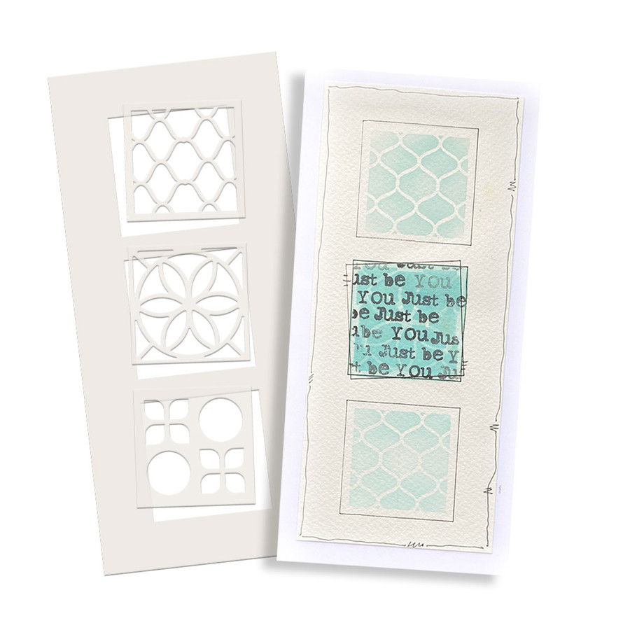 Switchables® Square Triptych craft card making Stencil and Mask