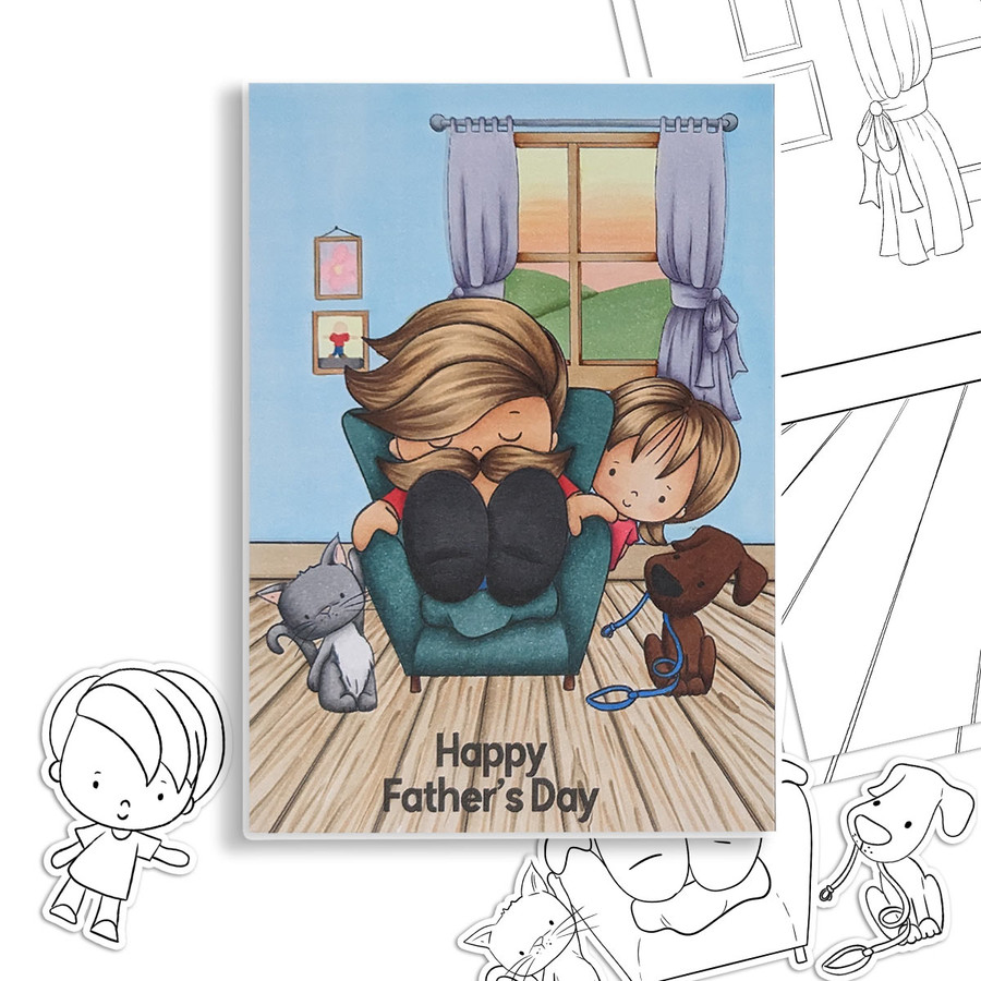 Dad Father Family bundle -  printable craft digital stamp download, SVG, papers, greeting
