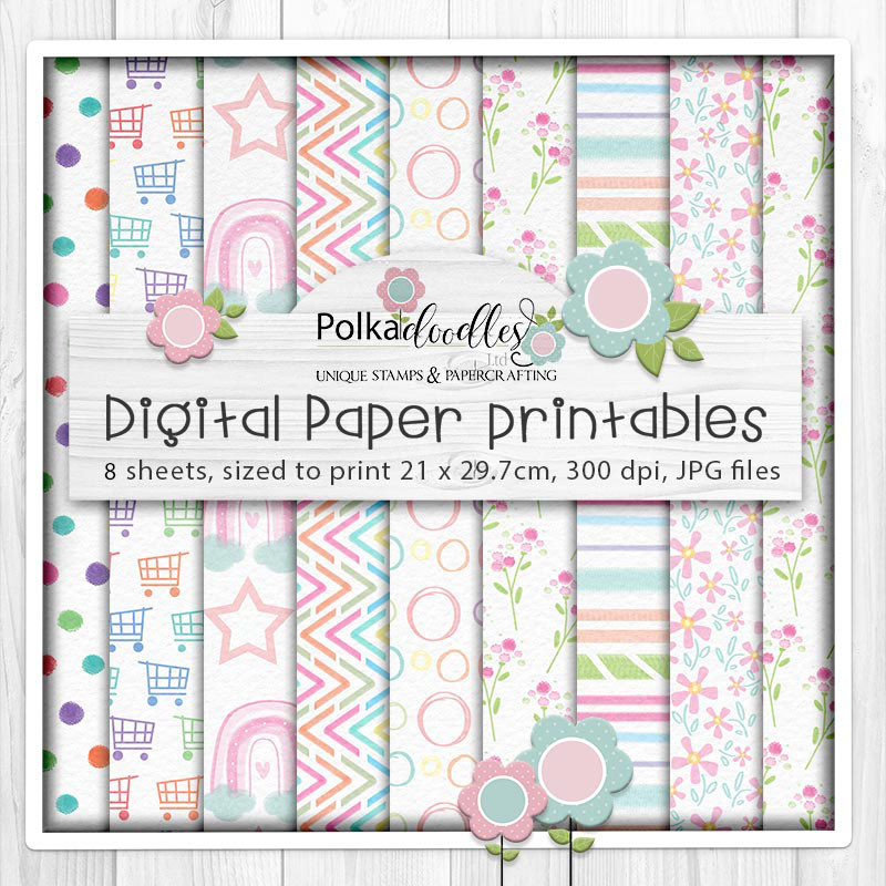 Set 2 - Wanda printable digital paper patterns for card making, crafts, digiscrap