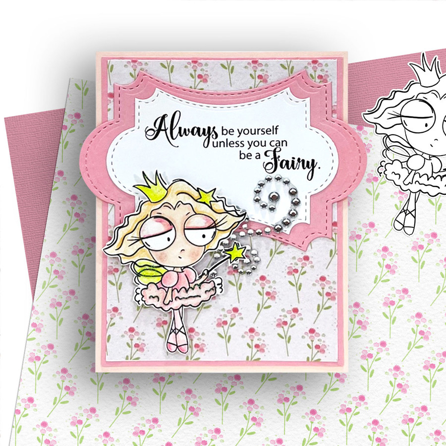 Fairy Ballerina - Wanda Cute printable digi stamp clipart with SVG outlines for card making, crafting, printable planner sticker