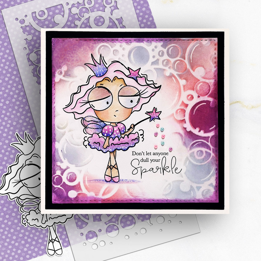Fairy Ballerina - Wanda Cute printable digi stamp clipart with SVG outlines for card making, crafting, printable planner sticker