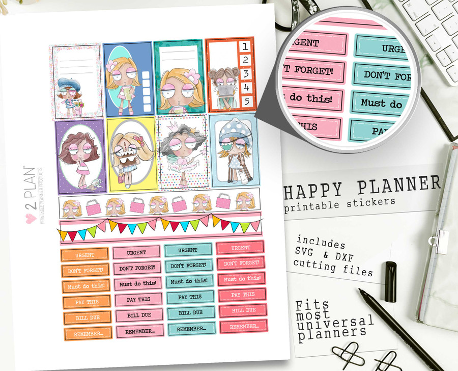 Wanda Cute printable Planner kit. Printable Planner Stickers, Weekly Planner Kit Classic Happy Planner, Printable stickers, cardmaking & crafts