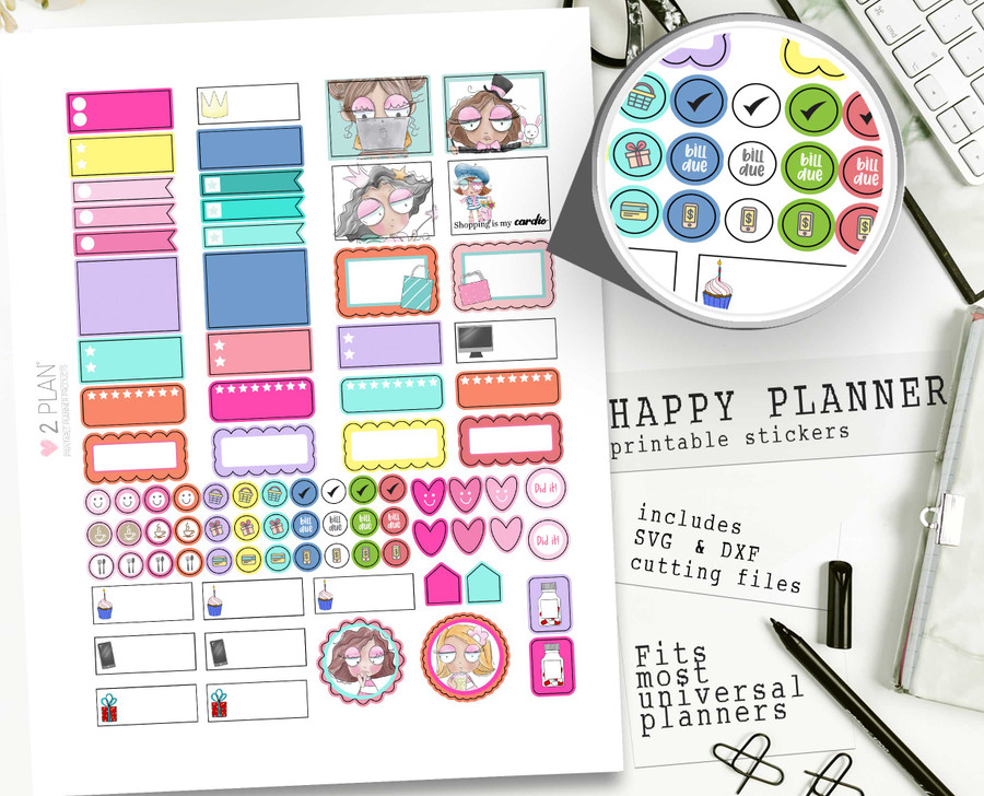 Wanda Cute printable Planner kit. Printable Planner Stickers, Weekly Planner Kit Classic Happy Planner, Printable stickers, cardmaking & crafts