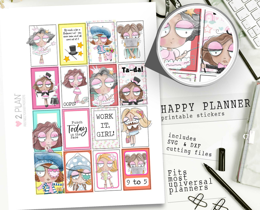 Wanda Cute printable Planner kit. Printable Planner Stickers, Weekly Planner Kit Classic Happy Planner, Printable stickers, cardmaking & crafts
