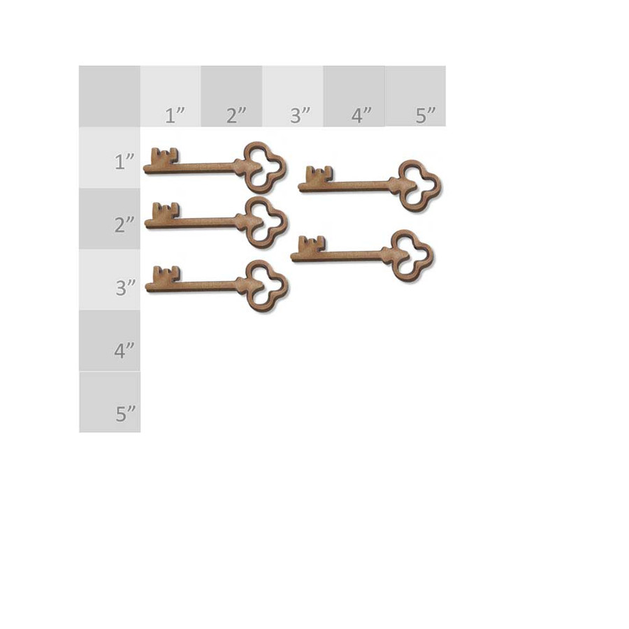 Keys x 5 - laser cut MDF shape pack for card making and craft