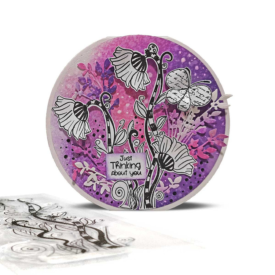 Quirky Flower clear craft card making stamp 4