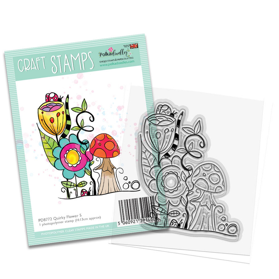Quirky Flower clear craft card making stamp 5