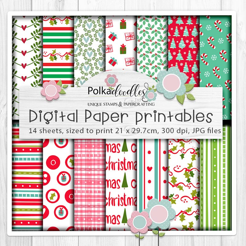 Set 1 Christmas printable digital paper patterns craft card making scrapbooking