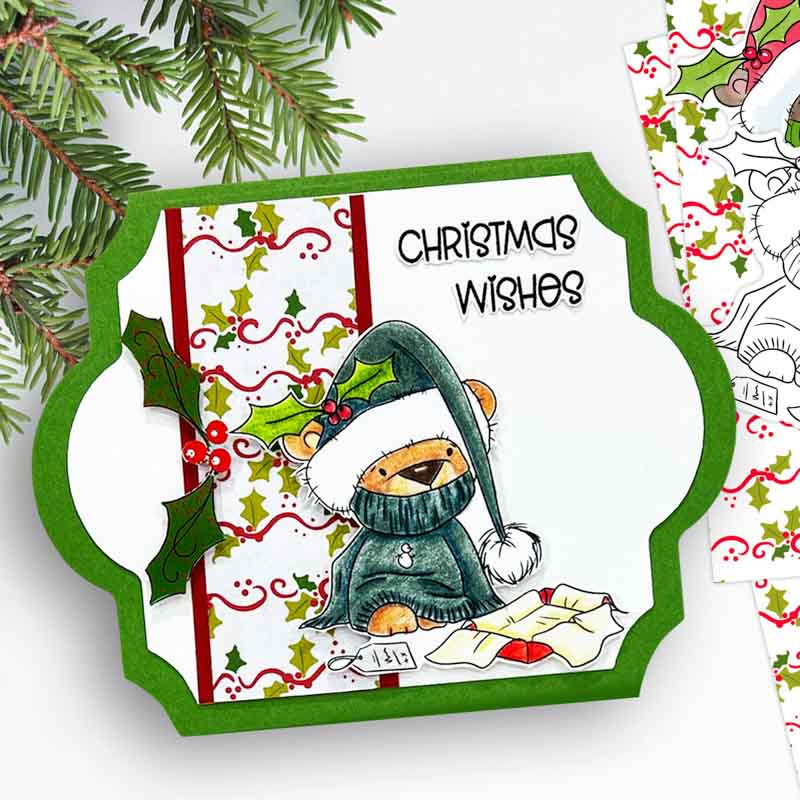 Sweater Bella Christmas bear - colour clipart printable stamp craft card making digital stamp download