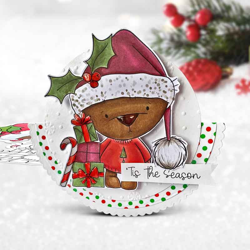 Gifts parcels Bella Christmas bear - printable stamp craft card making digital stamp download