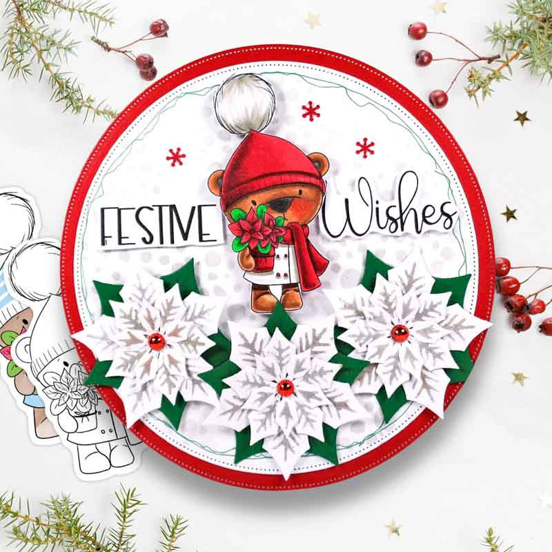 Christmas-POINSETTIA-bear-printable-stamp-Jane-Savage