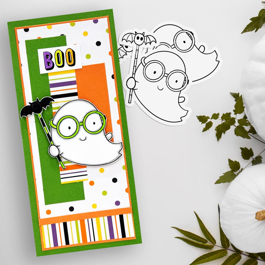 Ghastly Ghost Halloween printable digital stamp craft card making scrapbooking sticker