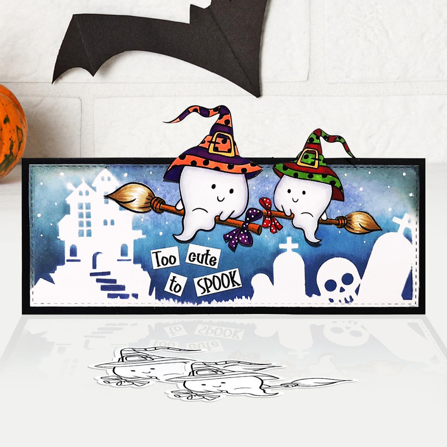 Ghastly Ghost Halloween printable digital stamp craft card making scrapbooking sticker