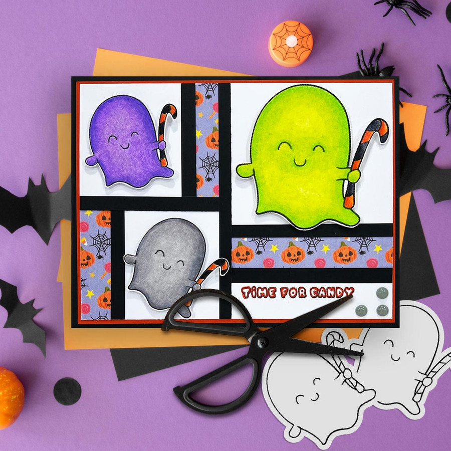 Ghastly Ghost Halloween printable digital stamp craft card making scrapbooking sticker