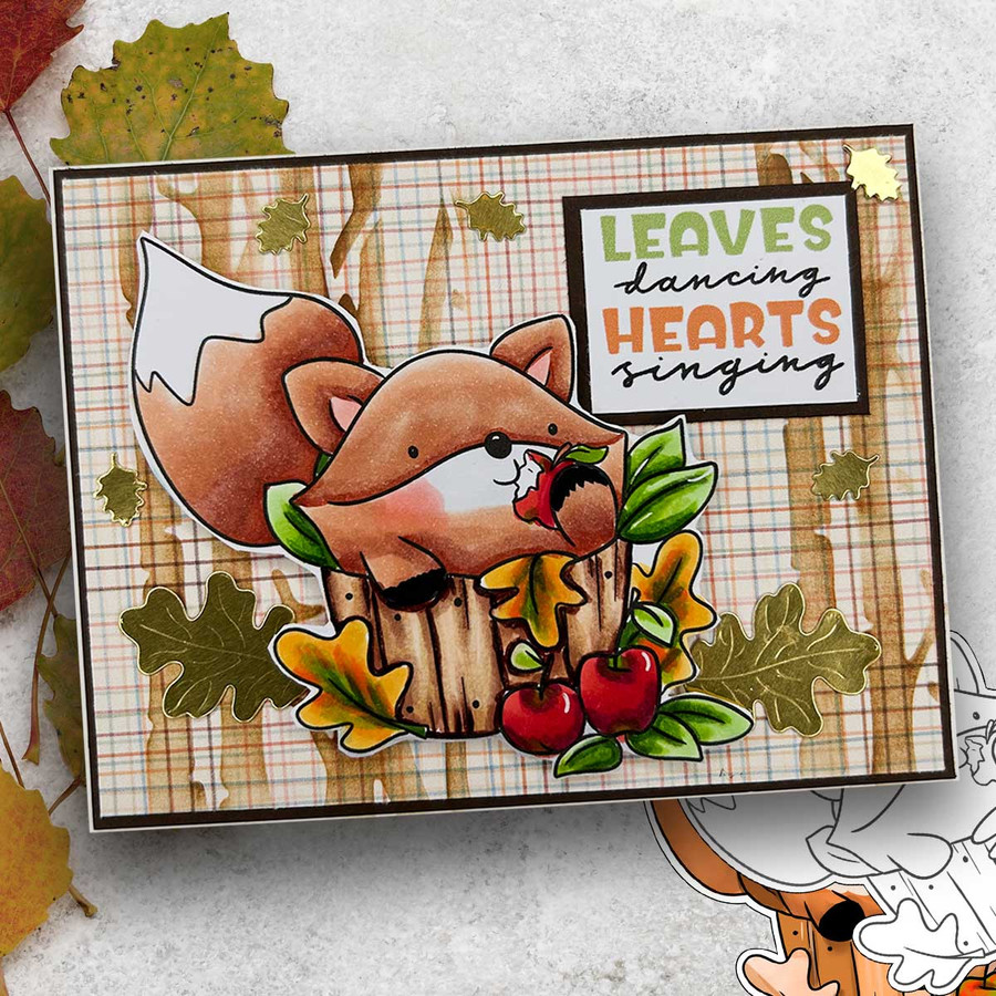 Apple barrel Autumn Fall Fox - printable stamp craft card making digital stamp download