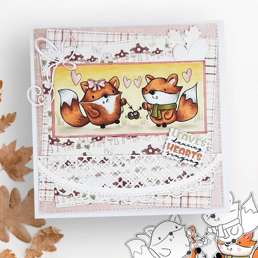 Autumn Fall Freddy Fox printable stamp craft card making digital stamp downloads -