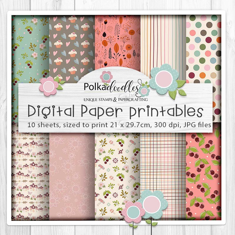 Autumn Fall paper patterns 1 - printable craft card making digital downloads