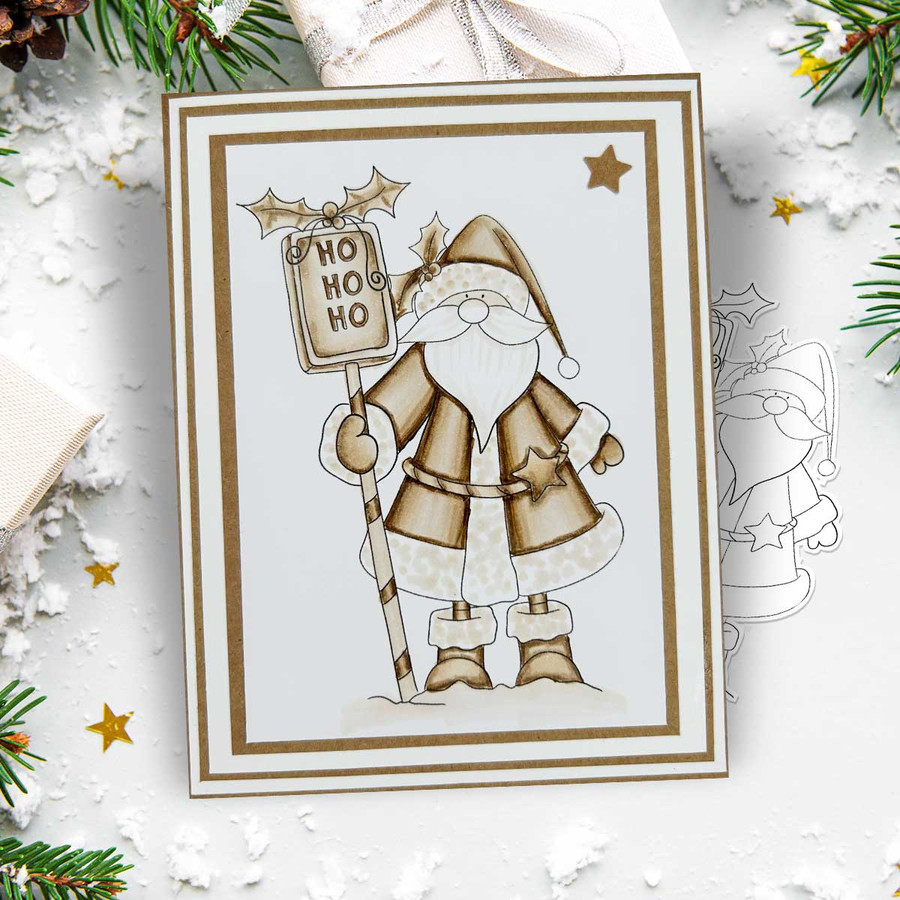 Santa Christmas printable stamp craft card making digital stamp download bundle