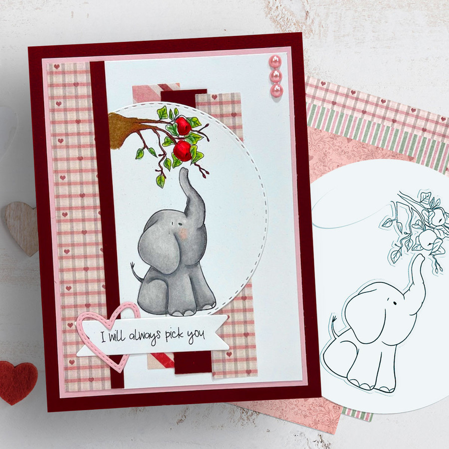 Apple of my eye elephant colour clipart printable digital stamp for card making, craft, scrapbooking, printable stickers