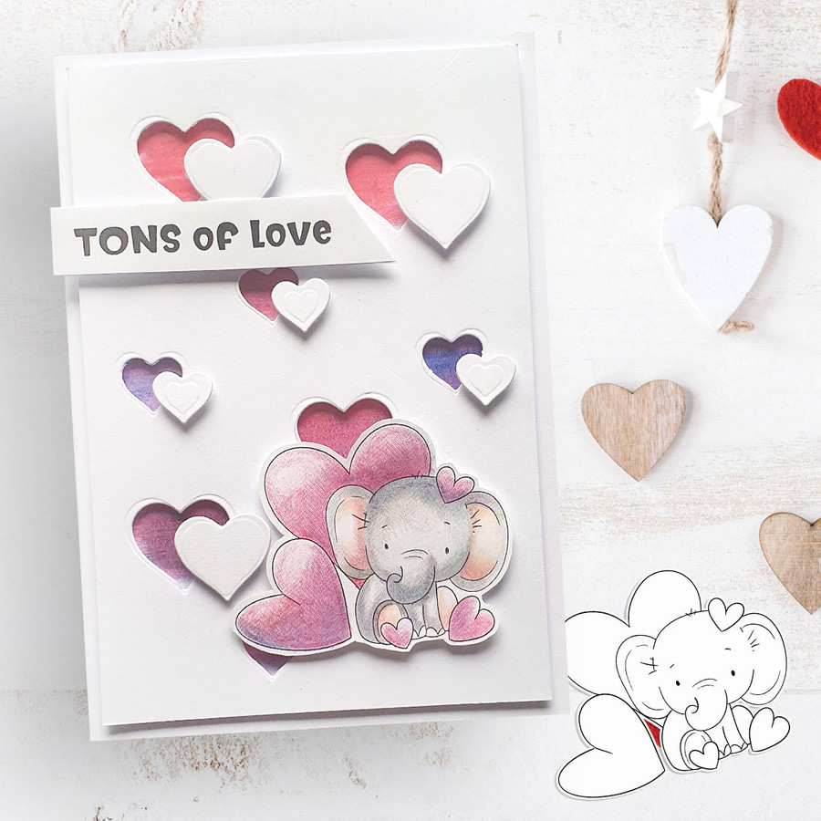 Bundle of Love blue elephant colour clipart printable digital stamp for card making, craft, scrapbooking, printable stickers