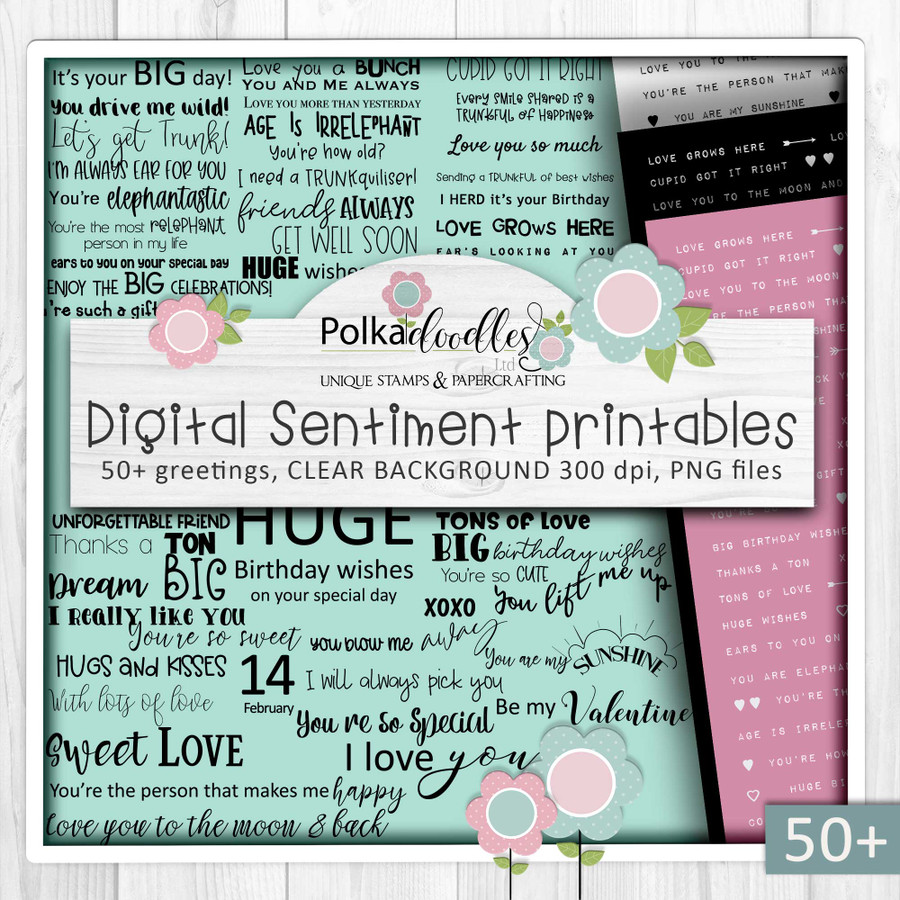 Spring Tons of Love greetings/sentiments/quotes - printable craft card making digital downloads