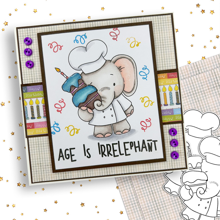 Tons of Love and More - cute elephant printable stamp craft card making digital stamps - BIG KAHUNA download bundle