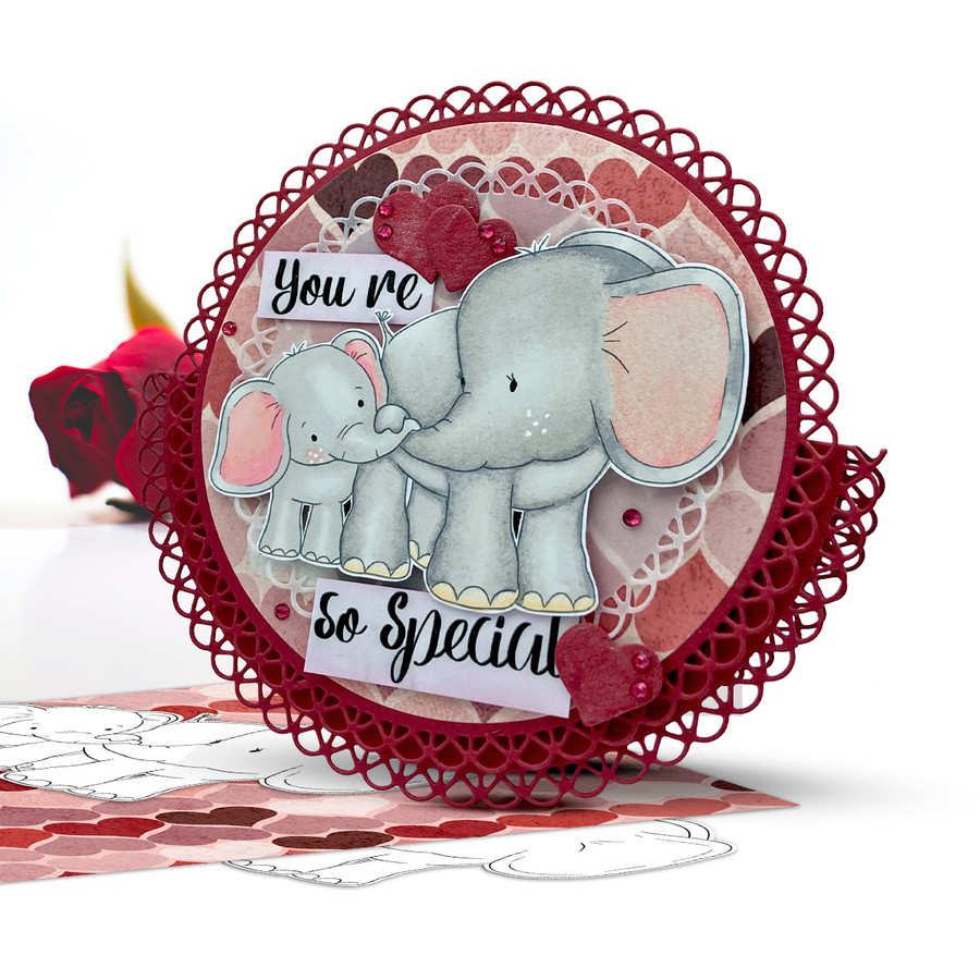 Tons of Love and More - cute elephant printable stamp craft card making digital stamps - BIG KAHUNA download bundle