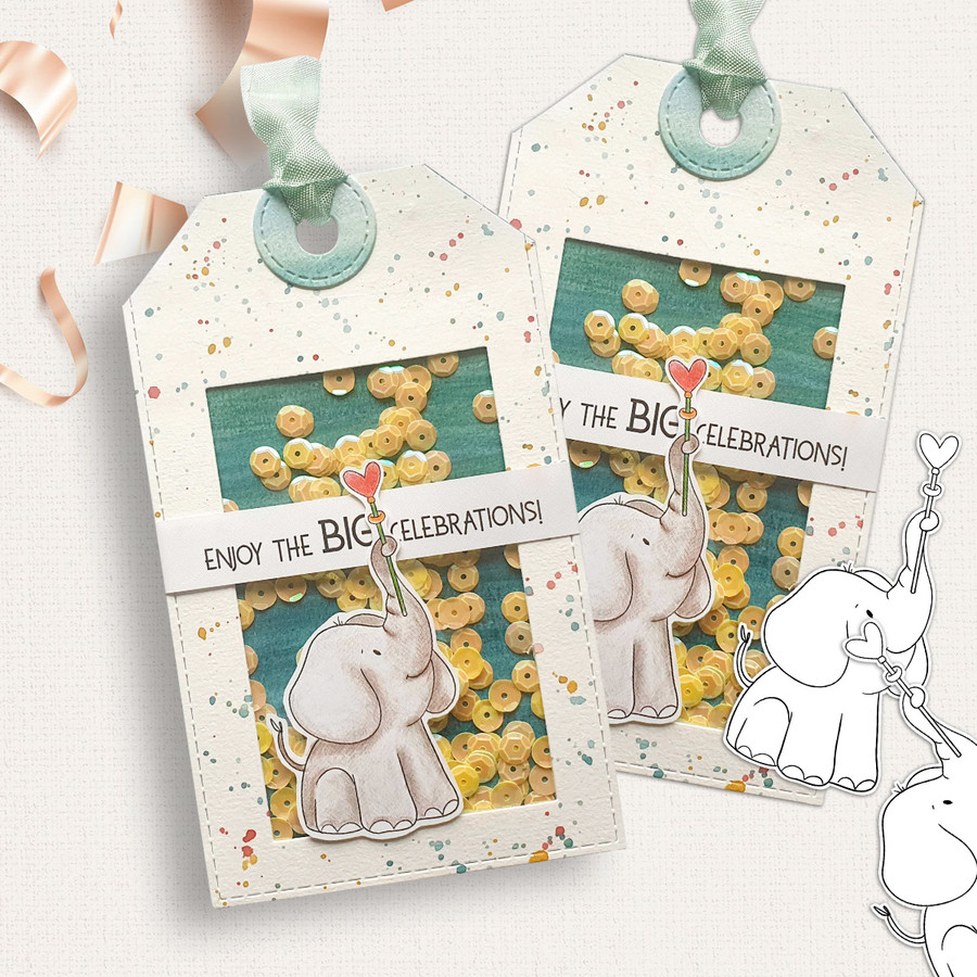 Tons of Love and More - cute elephant printable stamp craft card making digital stamps - BIG KAHUNA download bundle