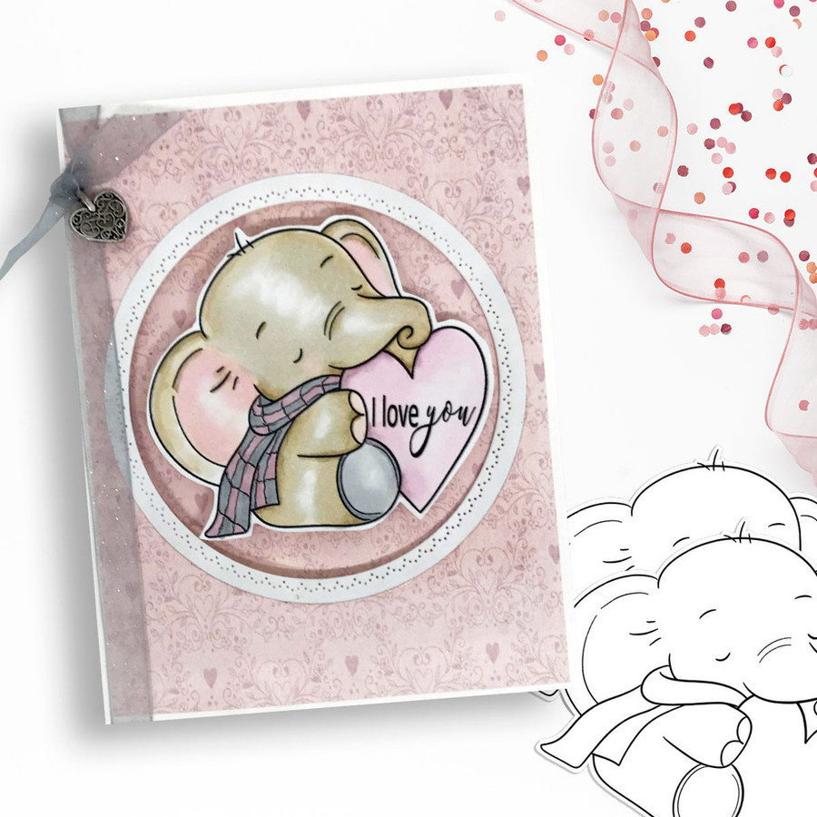 USB Tons of Love and More - cute elephant printable stamp craft card making digital stamps - BIG KAHUNA USB