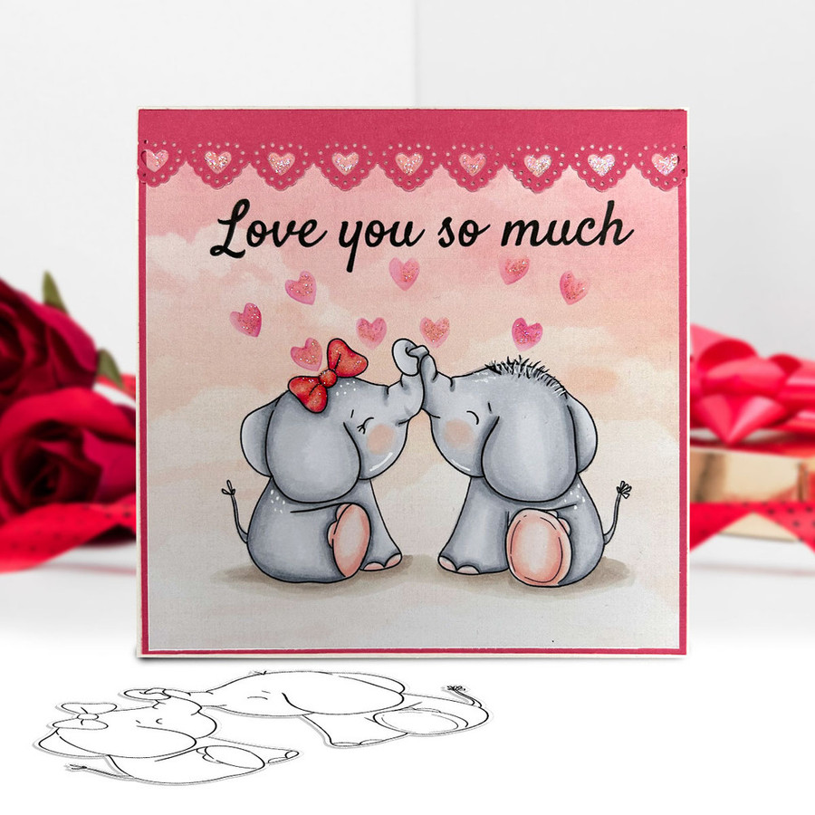 USB Tons of Love and More - cute elephant printable stamp craft card making digital stamps - BIG KAHUNA USB