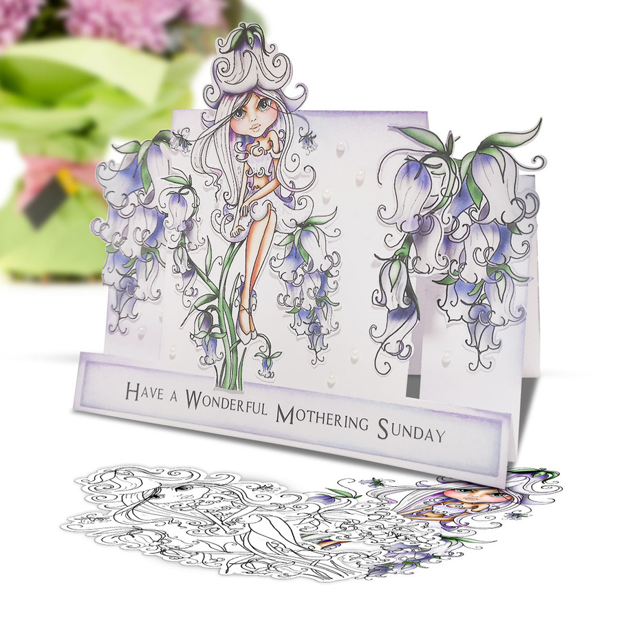 Bluebell flower girl Darling Buds - printable digital stamp for card making, craft, scrapbooking, printable stickers