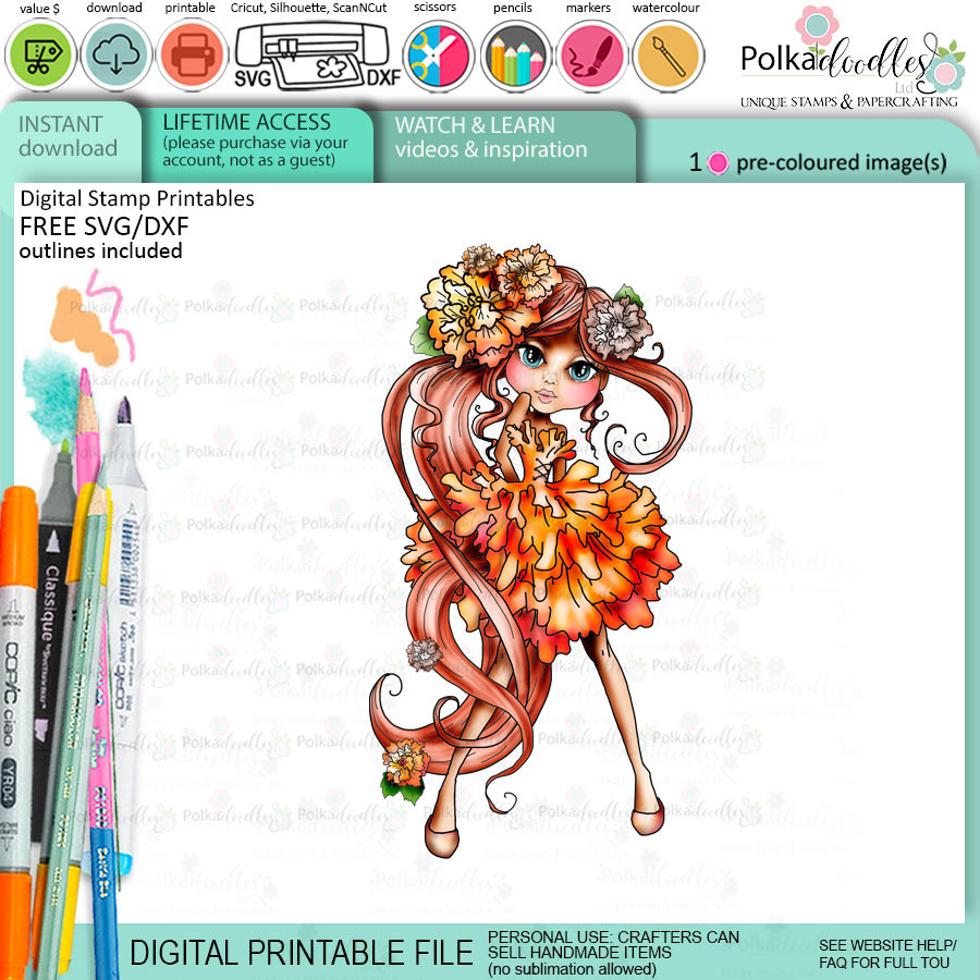 Spring Flower Mothers Day Friends - Darling Buds Flower Girls bundle of printable digital stamps for card making, craft, scrapbooking, printable stickers