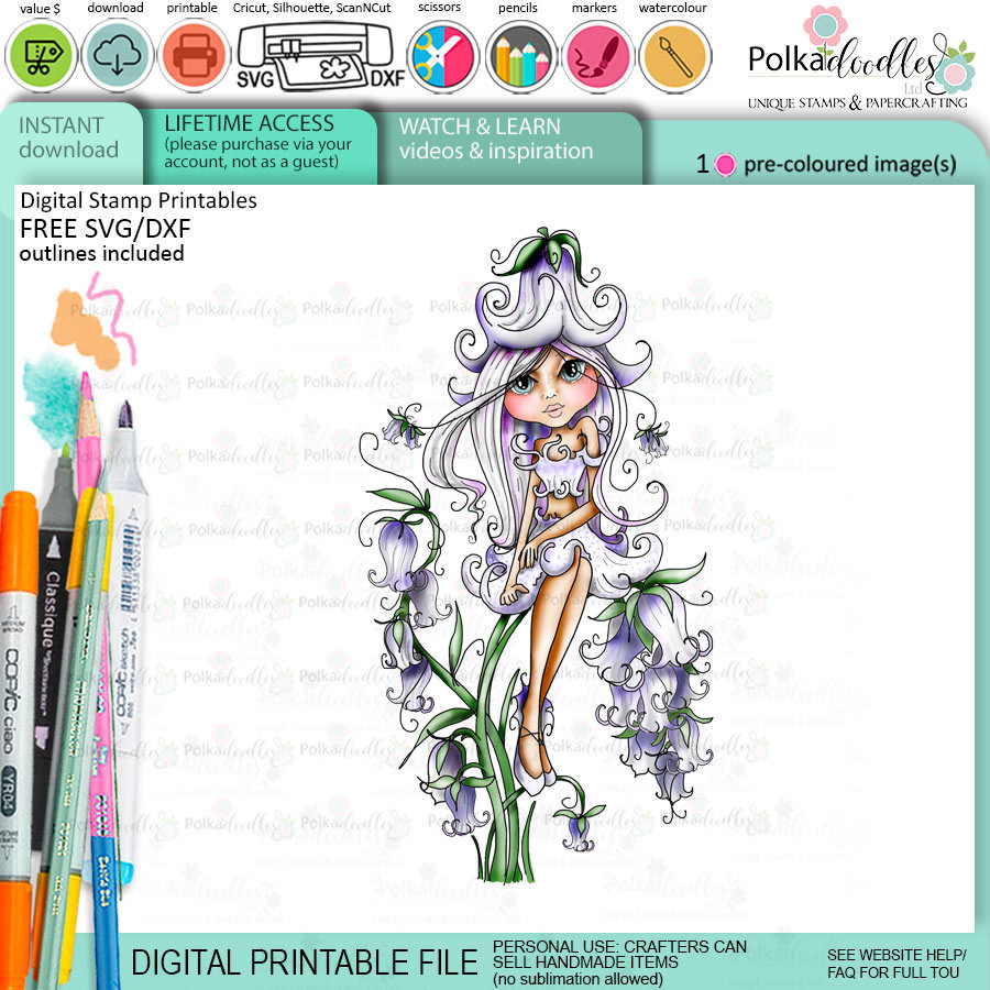 Spring Flower Mothers Day Friends - Darling Buds Flower Girls bundle of printable digital stamps for card making, craft, scrapbooking, printable stickers
