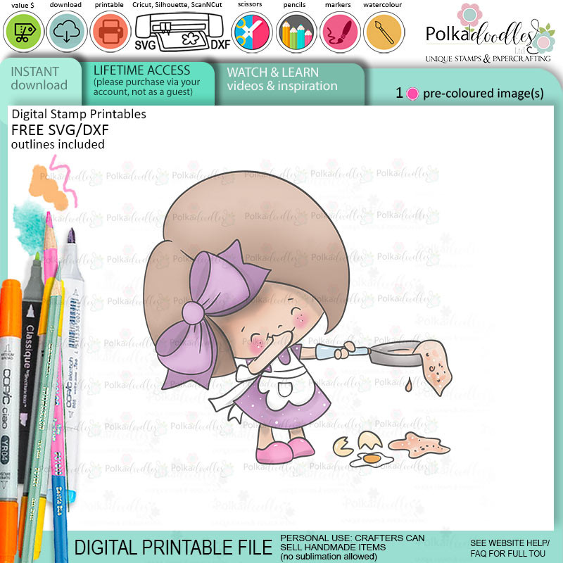 Flipping Pancakes -colour-clipart-Pancake-waffles-food-kitchen-printable-digital-stamp-cricut-silhouette-craft-card-making-scrapbook-sticker