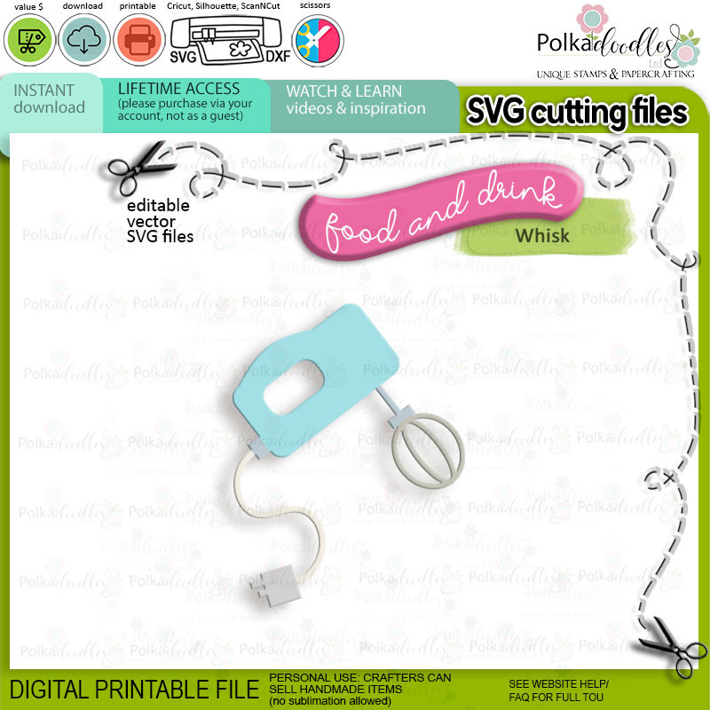 Whisk Food and Drink digital stamps and SVG cutting files Big bundle - Pancake-waffles-food-kitchen-baking-printable-digital-stamp-svg-cutting-files-cricut-silhouette-craft-card-making-scrapbook-stickers