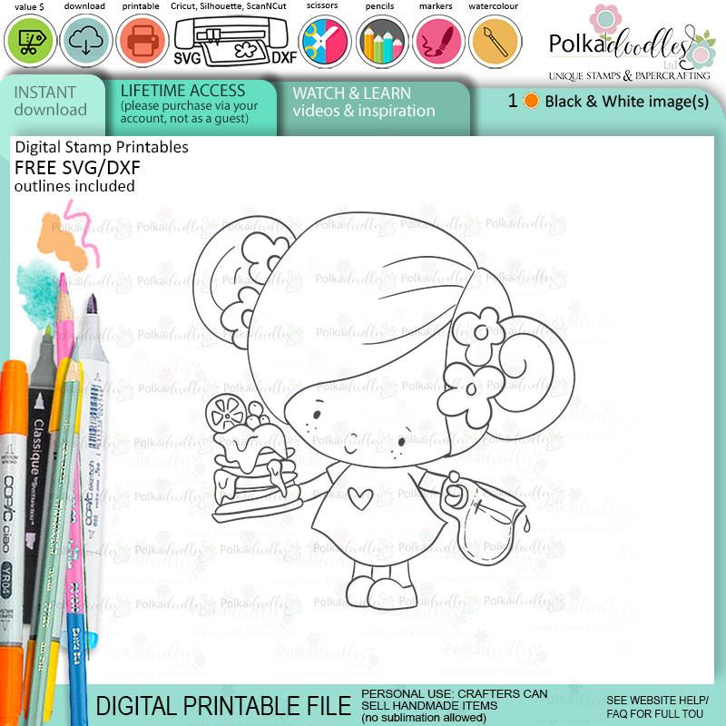 Pancakes and Waffles Cute girl Food and Drink digital stamps and SVG cutting files Big bundle - Pancake-waffles-food-kitchen-baking-printable-digital-stamp-svg-cutting-files-cricut-silhouette-craft-card-making-scrapbook-stickers
