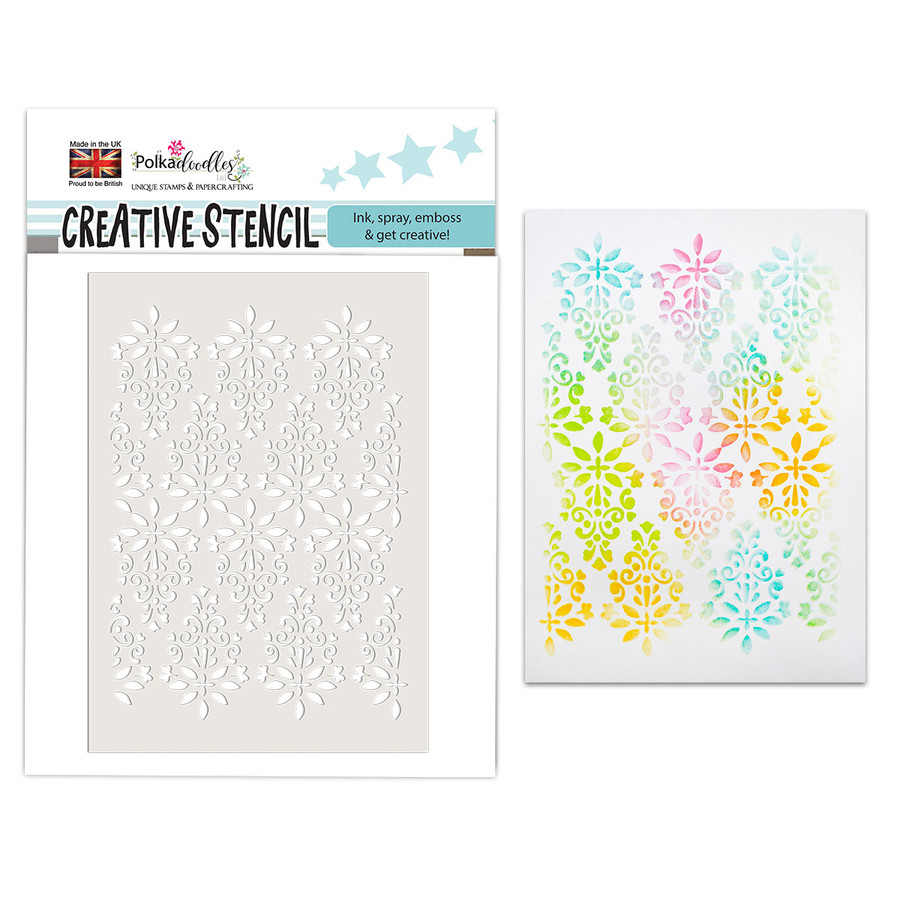 Floral Baroque mixed media card making craft Stencil
