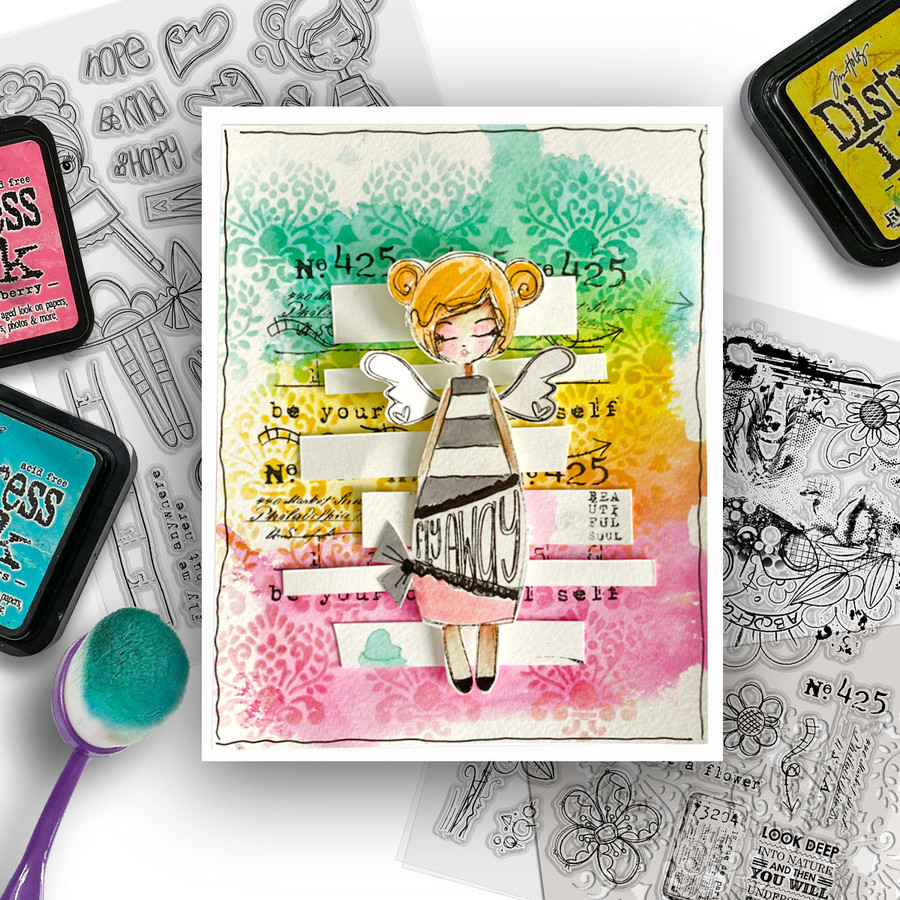 Fly Me Anywhere Large Clear Stamp for mixed media card making craft
