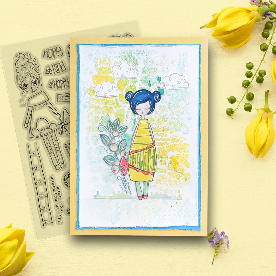 Fly Me Anywhere Large Clear Stamp for mixed media card making craft